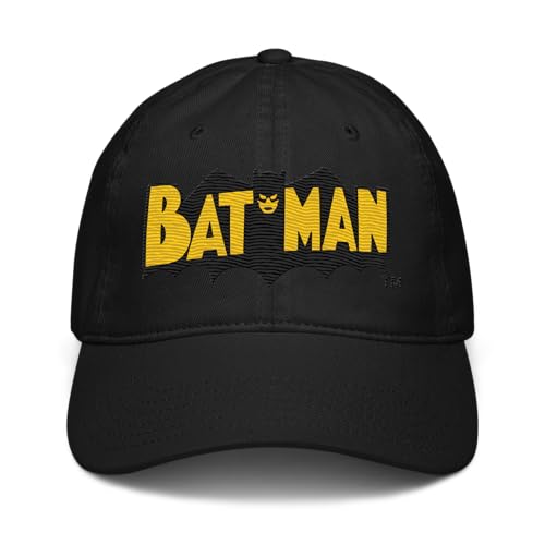 DC Comics Batman Large Block Text Logo Adjustable Baseball Hat, Black, One Size