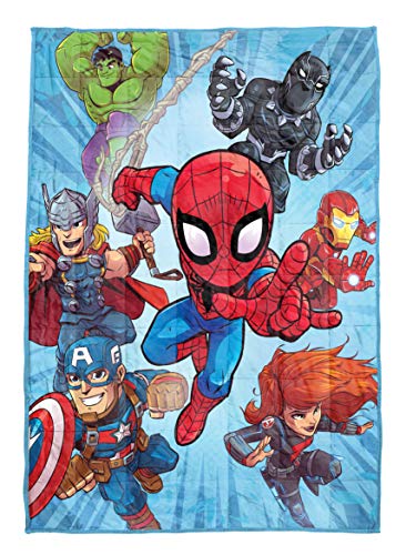Jay Franco Marvel Super Hero Adventures Burst Weighted Blanket 4.5 lbs - Measures 36 x 48 inches, Kids Bedding Featuring Avengers - Fade Resistant Super Soft Velboa