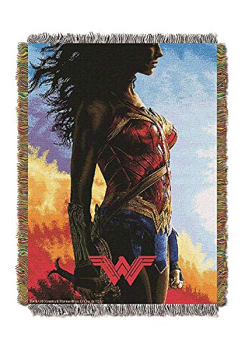 Warner Brothers DC Comics Wonder Woman, "Gone Wonder" Woven Tapestry Throw Blanket, 48" x 60", Multi Color