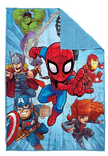 Jay Franco Marvel Super Hero Adventures Burst Weighted Blanket 4.5 lbs - Measures 36 x 48 inches, Kids Bedding Featuring Avengers - Fade Resistant Super Soft Velboa