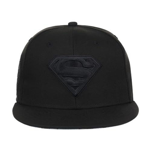 DC Comics Superman Logo w/Comic UV Fitted Cap (7 1/4,BLK/BLK)
