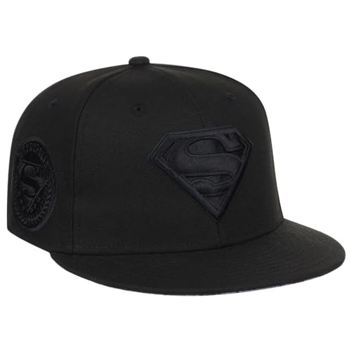 DC Comics Superman Logo w/Comic UV Fitted Cap (7 1/4,BLK/BLK)