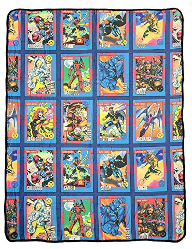 Surreal Entertainment Marvel X-Men Characters Comic Cards Fleece Softest Comfy Throw Blanket for Adults & Kids| Measures 60 x 45 Inches