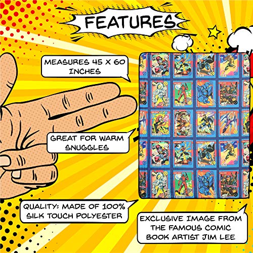 Surreal Entertainment Marvel X-Men Characters Comic Cards Fleece Softest Comfy Throw Blanket for Adults & Kids| Measures 60 x 45 Inches