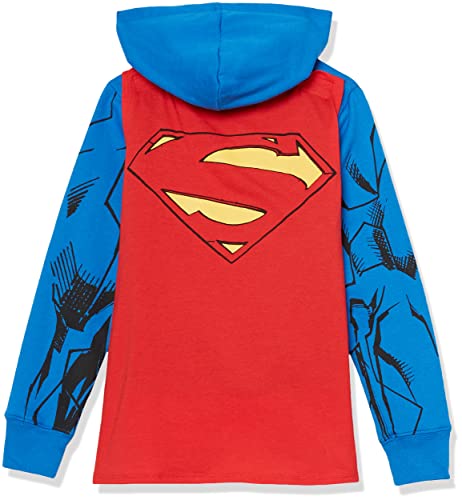 DC Comics Boys Superman Cosplay Zip-up Hoodie with Cape - 4-20 Sweatshirt, Royal, 10-12 US