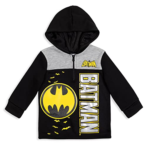 DC Comics Justice League Batman Little Boys Fleece Half-Zip Pullover Hoodie 7-8 Black/Grey