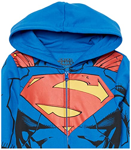 DC Comics Boys Superman Cosplay Zip-up Hoodie with Cape - 4-20 Sweatshirt, Royal, 10-12 US