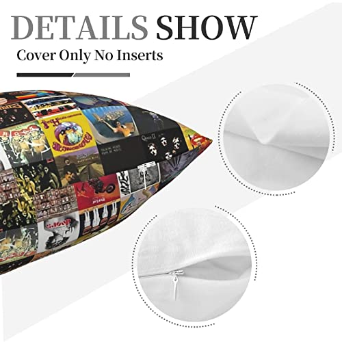 xfeiqzu Classic Rock Band Collage Throw Pillow Covers Square Decorative Pillowcase Cushion Case for Bedroom Living Room Couch Sofa Bed 18x18 Inch