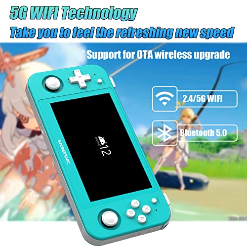 RG505 Handheld Game Console Android 12,Unisoc Tiger T618 Built-in 128G Pre-Loaded 3172 Games,Gyroscope Sensor and 4.95 inch OLED Touch Screen