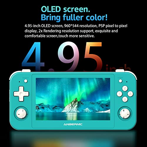 RG505 Handheld Game Console Android 12,Unisoc Tiger T618 Built-in 128G Pre-Loaded 3172 Games,Gyroscope Sensor and 4.95 inch OLED Touch Screen