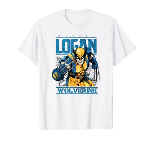 Marvel Wolverine Classic Logan Retro Comic Logo T-Shirt
