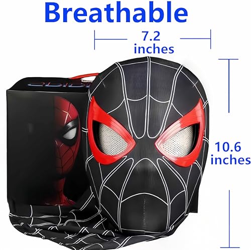 ZHLKJZJY ​Halloween Spider Full Mask Red Black White, Ring-shaped Remote Control Eye Size Adjustment Cosplay Wearable Prop Mask for Halloween Birthday And Christmas Gift (Black)