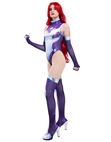 Cosplay.fm Women's Super Speed Cosplay 3D Printed Bodysuit Costume (S, Purple)