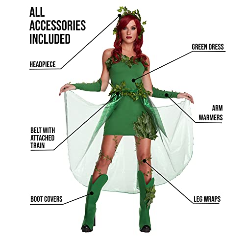 Morph, Poison Villain Costume for Women Fake Leaves, Green Ivy Costume Women, Poisonous Ivy Lethal Beauty, XL