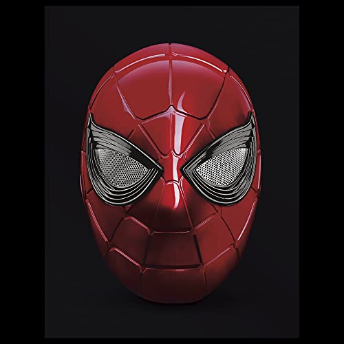 Spider-Man Marvel Legends Series Iron Spider Electronic Helmet with Glowing Eyes, 6 Light Settings and Adjustable Fit , Red