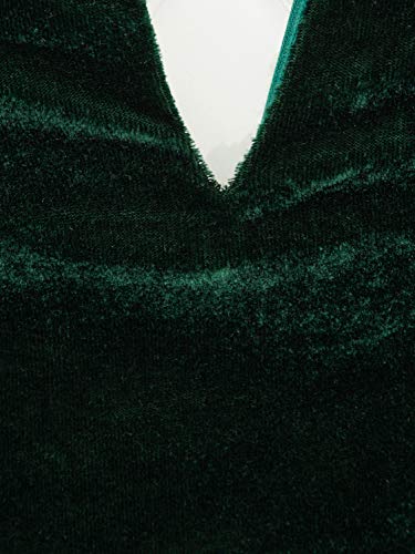 Choies Women's Burgundy/Black Sexy Plunge Neck Strapless Cross Back Velvet Bodysuit (Small, Green-New)