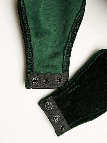 Choies Women's Burgundy/Black Sexy Plunge Neck Strapless Cross Back Velvet Bodysuit (Small, Green-New)