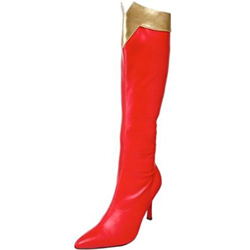 Funtasma by Pleaser Women's Wonder-130 Knee-High Boot,Red/Gold Str. Pu,10 M US