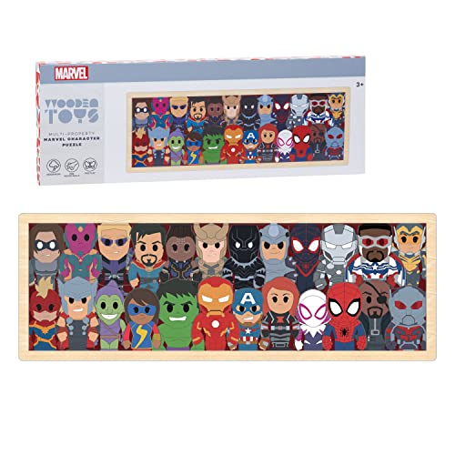 Disney Marvel Wooden Toys Character Puzzle, Officially Licensed Kids Toys for Ages 3 Up by Just Play