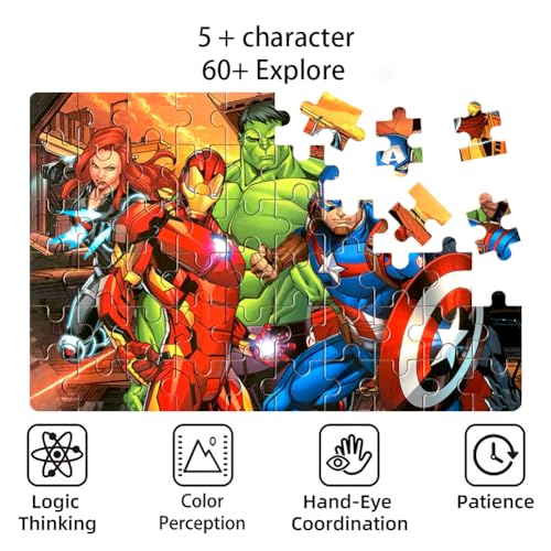 NEILDEN Puzzles for Kids Ages 4-8, Jigsaw Puzzles 60 Piece Puzzles for Kids Ages 3-5, Kids Puzzles in a Metal Box, Educational Learning Puzzle Toys for Girls and Boys