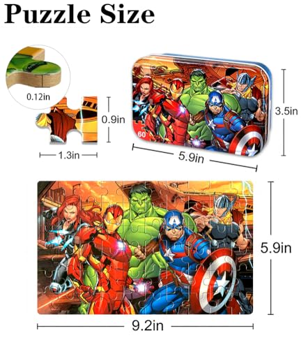 NEILDEN Puzzles for Kids Ages 4-8, Jigsaw Puzzles 60 Piece Puzzles for Kids Ages 3-5, Kids Puzzles in a Metal Box, Educational Learning Puzzle Toys for Girls and Boys