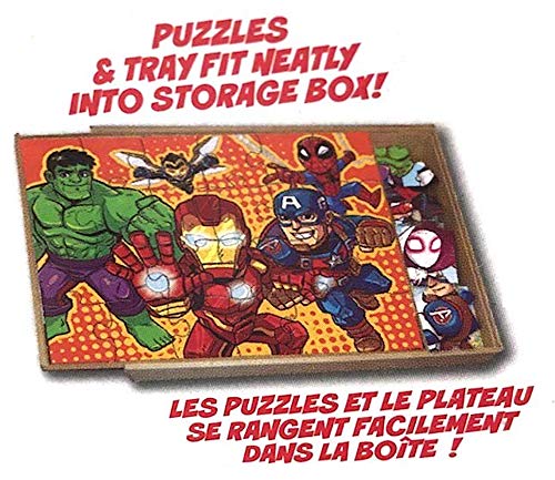Marvel Super Hero Adventures 5 Wood Puzzles Set in Wooden Storage Box