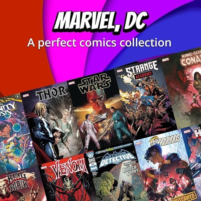 DNJ COMICS Marvel Comics & DC Comic Books Collection 25 Pack - Comic Book Gift Box for Kids, Teens and Adults - Great Mix of Unique Comic Book Collection
