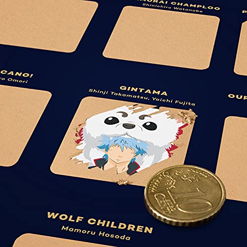 Enno Vatti 100 Anime Scratch Off Poster - Top Animes Of All Time (16.5" x 23.4")- Ultimate Bucket List/Cool Anime Stuff- Best Gifts for Anime Lovers, Christmas, Easter, Valentine's Day