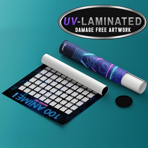 scrachit Top 100 Anime Scratch Off Poster - 23x17 - Challenge Bucket List Anime Gift - Best Gifts For Anime Lovers