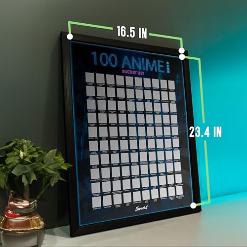 scrachit Top 100 Anime Scratch Off Poster - 23x17 - Challenge Bucket List Anime Gift - Best Gifts For Anime Lovers