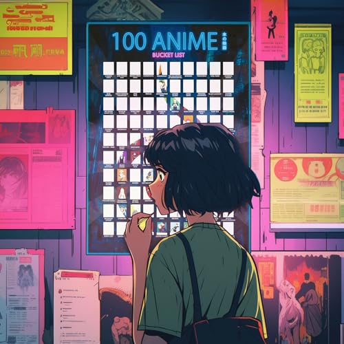 scrachit Top 100 Anime Scratch Off Poster - 23x17 - Challenge Bucket List Anime Gift - Best Gifts For Anime Lovers