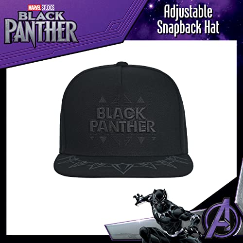 Concept One Marvel Black Panther Baseball Cap, Claw Necklace Snapback Flat Brim Hat, Black, One Size