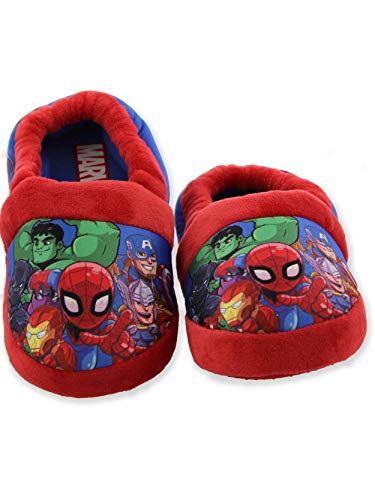 Marvel Super Hero Adventures Avengers Boy's Toddler Plush Aline Slippers (13-1 M US Little Kid, Red/Blue)
