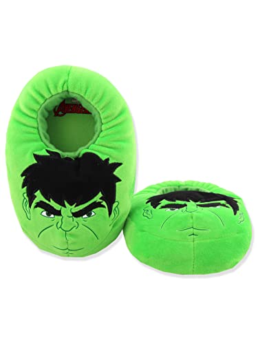 Marvel Avengers Incredible Hulk Kids Plush Mooshy Slippers (7-8 M US Toddler, Green)