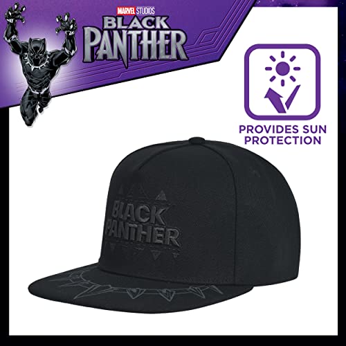 Concept One Marvel Black Panther Baseball Cap, Claw Necklace Snapback Flat Brim Hat, Black, One Size