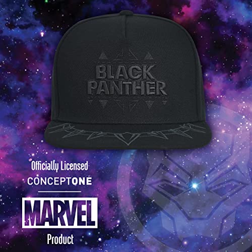 Concept One Marvel Black Panther Baseball Cap, Claw Necklace Snapback Flat Brim Hat, Black, One Size