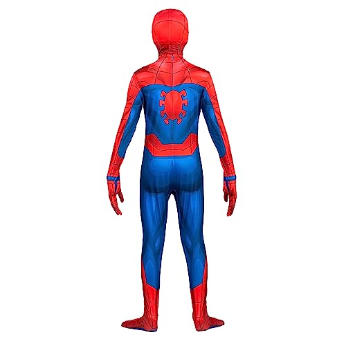 MARVEL Spider-Man Official Youth Deluxe Zentai Suit - Spandex Jumpsuit with Printed Design and Detachable Spandex Mask and Plastic Eyes, Small