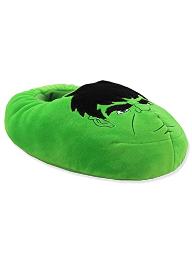 Marvel Avengers Incredible Hulk Kids Plush Mooshy Slippers (7-8 M US Toddler, Green)