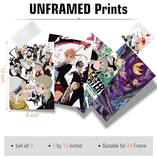 VinAmy Anime Demon Soul Eater Poster for Room Aesthetic Anime Wall Art Girl and Boy Teens Bedroom Decor A Set of 9, 8 x 12 Inch Unframed