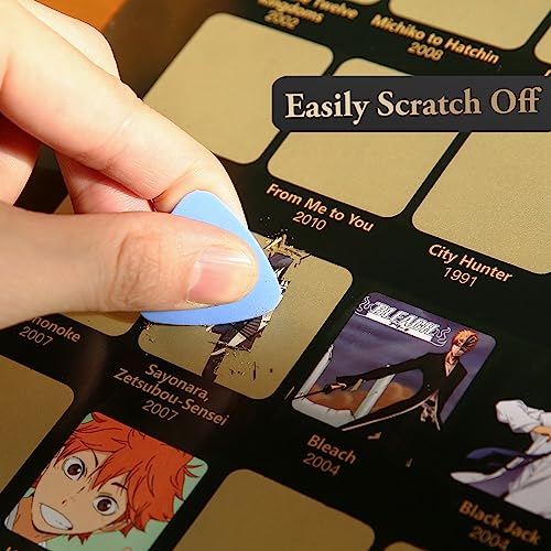 Fuiyoh Anime Poster - Top 100 Anime Scratch Off Poster| Japanese Anime Bucket List| Anime Poster for Room Aesthetic| Anime Gifts for Anime Lovers| 16.5" x 23.4"