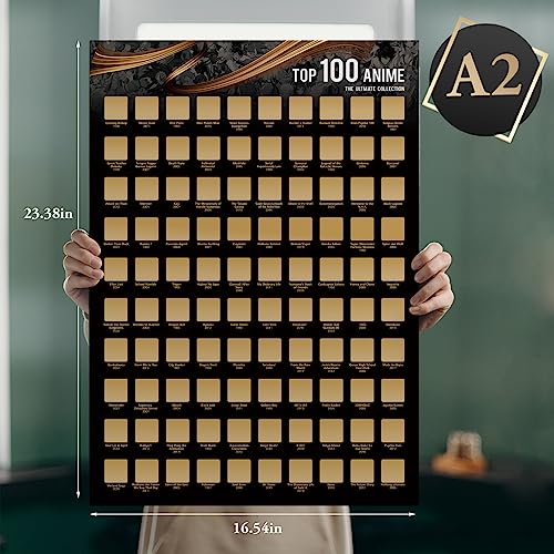 Fuiyoh Anime Poster - Top 100 Anime Scratch Off Poster| Japanese Anime Bucket List| Anime Poster for Room Aesthetic| Anime Gifts for Anime Lovers| 16.5" x 23.4"