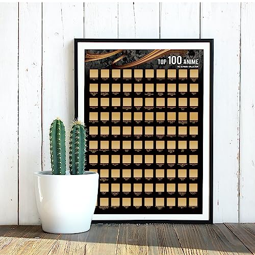 Fuiyoh Anime Poster - Top 100 Anime Scratch Off Poster| Japanese Anime Bucket List| Anime Poster for Room Aesthetic| Anime Gifts for Anime Lovers| 16.5" x 23.4"