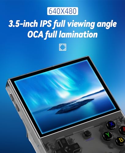RG35XX Plus Retro Handheld Game Console , Support HDMI TV Output 5G WiFi Bluetooth 4.2 , 3.5 Inch IPS Screen Linux System Built-in 64G TF Card 5515 Games(Transparent Black)