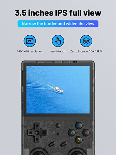 RG353V Handheld Game Console , Dual OS Android 11 and Linux System Support 5G WiFi 4.2 Bluetooth Moonlight Streaming HDMI Output Built-in 64G SD Card 4452 Games (RG353V-Transparent Black)