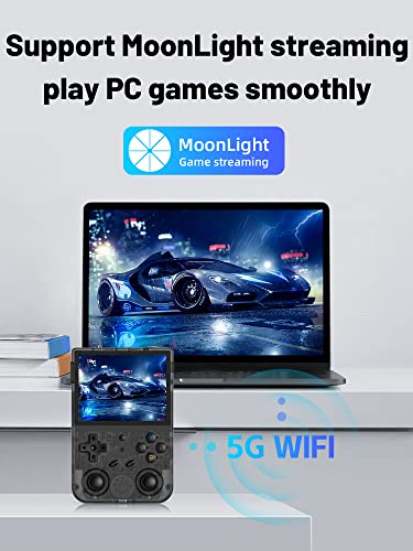 RG353V Handheld Game Console , Dual OS Android 11 and Linux System Support 5G WiFi 4.2 Bluetooth Moonlight Streaming HDMI Output Built-in 64G SD Card 4452 Games (RG353V-Transparent Black)