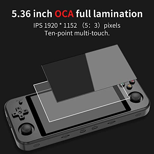 Anbernic RG552 Handheld Android System Game Console High Speed EMMC 5.1 and 16G Linux System Built-in 6400 mAh Battery with 5.36in Touch Screen Maximum Load 5A Charging Cable 1.5 Hours Full (Black)