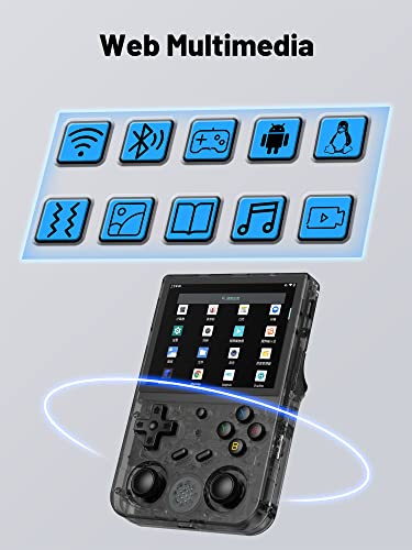 RG353V Handheld Game Console , Dual OS Android 11 and Linux System Support 5G WiFi 4.2 Bluetooth Moonlight Streaming HDMI Output Built-in 64G SD Card 4452 Games (RG353V-Transparent Black)