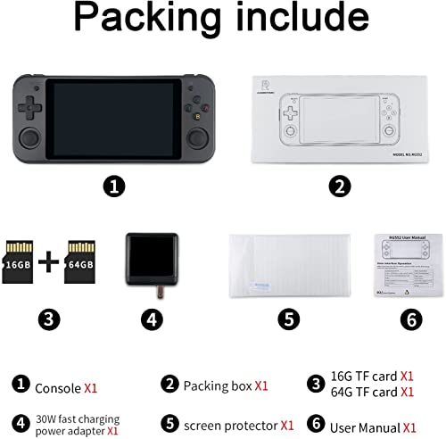 Anbernic RG552 Handheld Android System Game Console High Speed EMMC 5.1 and 16G Linux System Built-in 6400 mAh Battery with 5.36in Touch Screen Maximum Load 5A Charging Cable 1.5 Hours Full (Black)