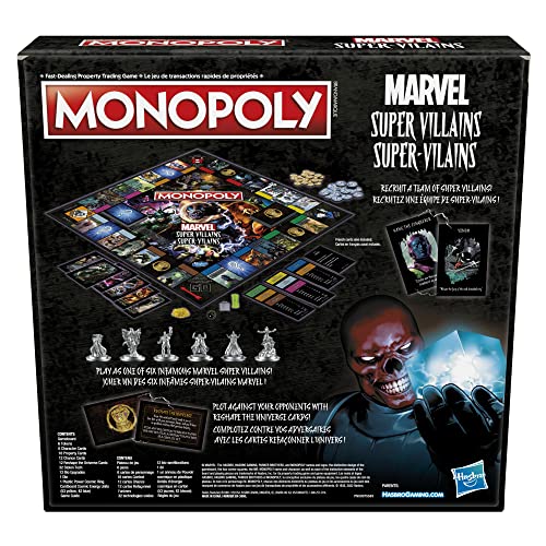 Monopoly: Marvel Super Villains Edition Board Game for Families and Kids Ages 8 and Up, Marvel Game for 2-6 Players