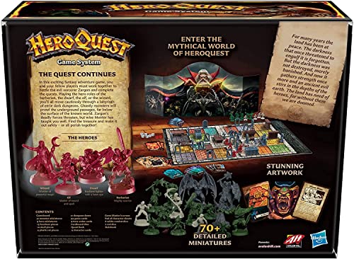 Hasbro Gaming Avalon Hill HeroQuest Game System Tabletop Board Game,Immersive Fantasy Dungeon Crawler Adventure Game for Ages 14 and Up,2-5 Players
